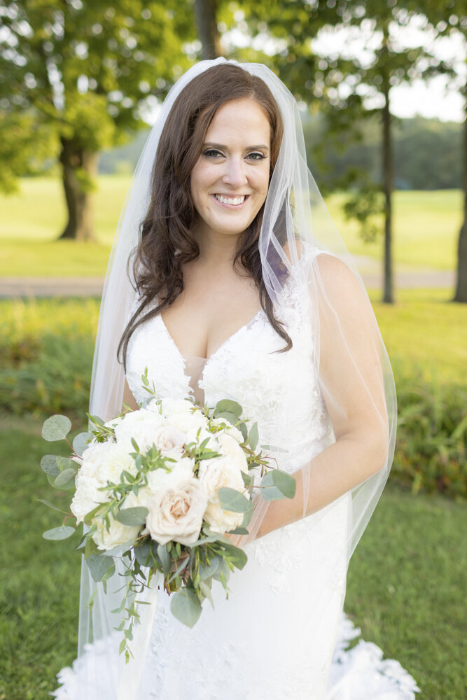 bridal portraits outside - candlelight farms inn wedding