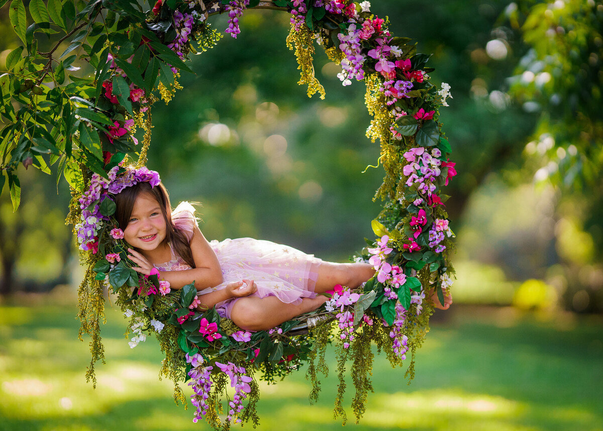 fairytale flower swing outdoors