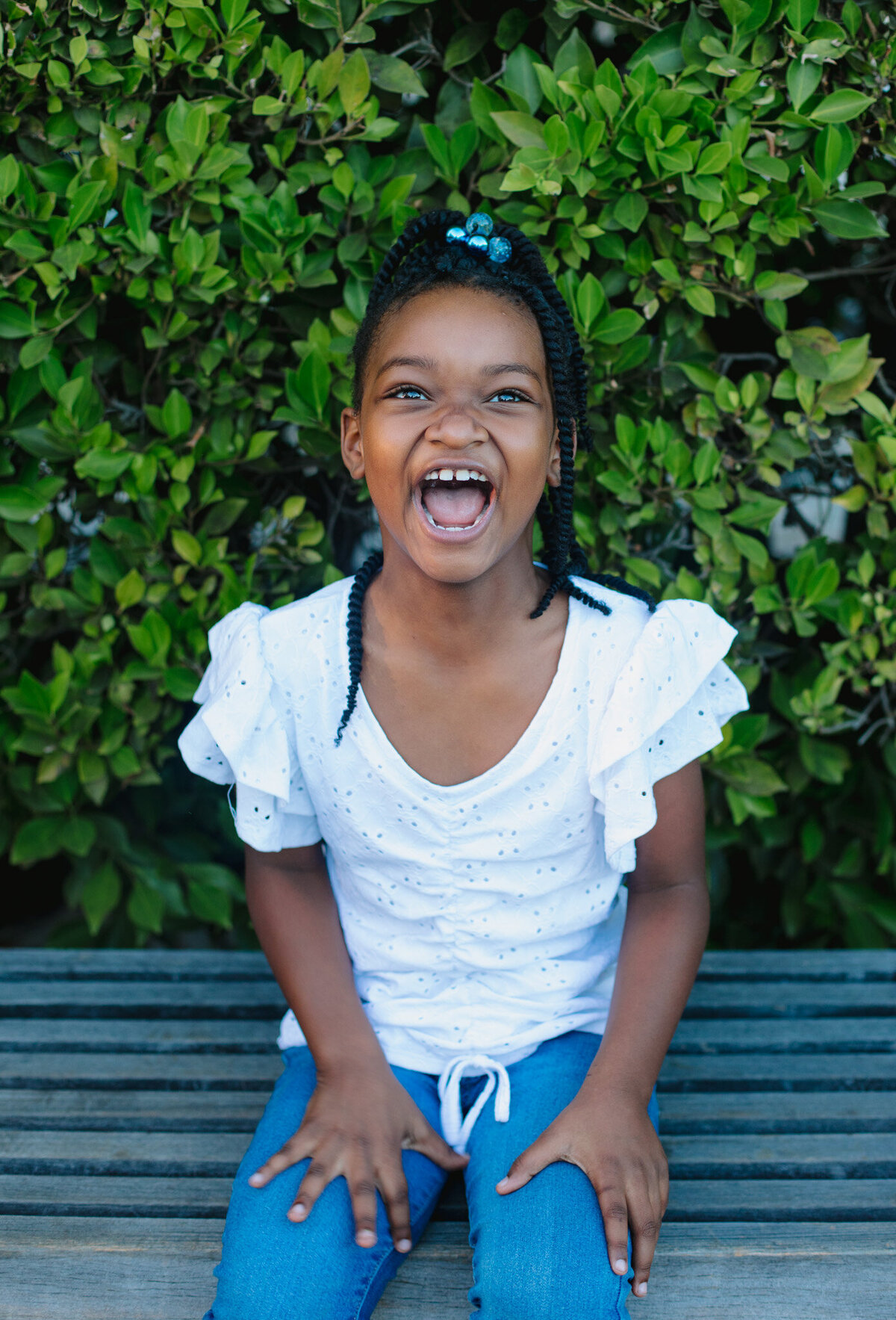 Portrait of young girl laughing