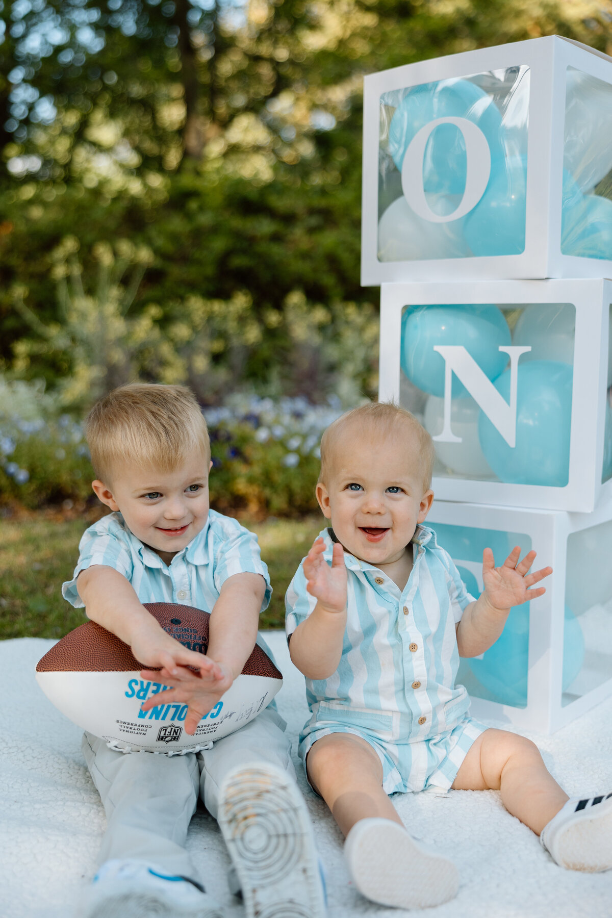 Sibling photos to celebrate first birthday