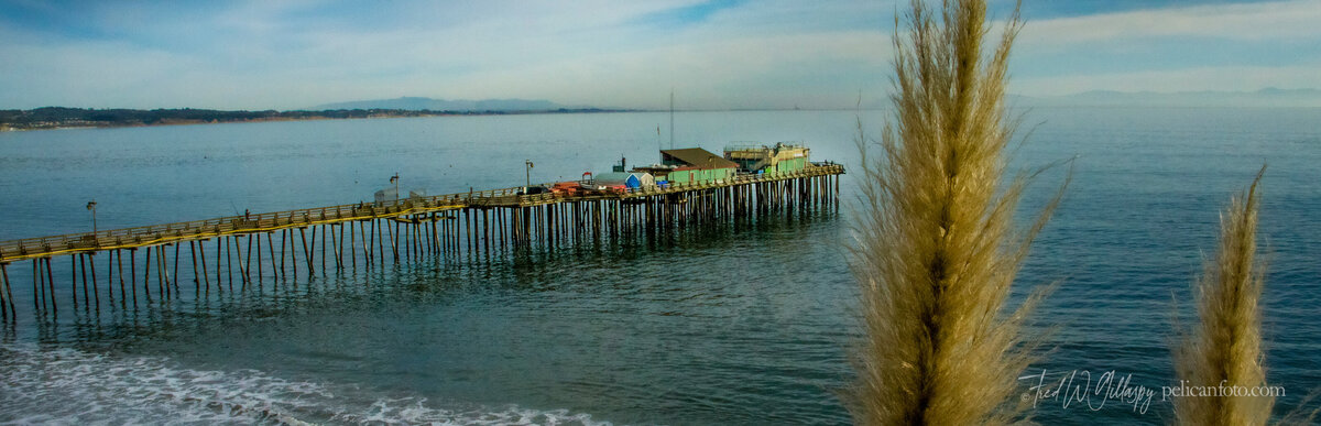 Historic Capitola Wharf and Wharf House Restaurant before they were hit by the “bomb cycle” storm of January 2023.