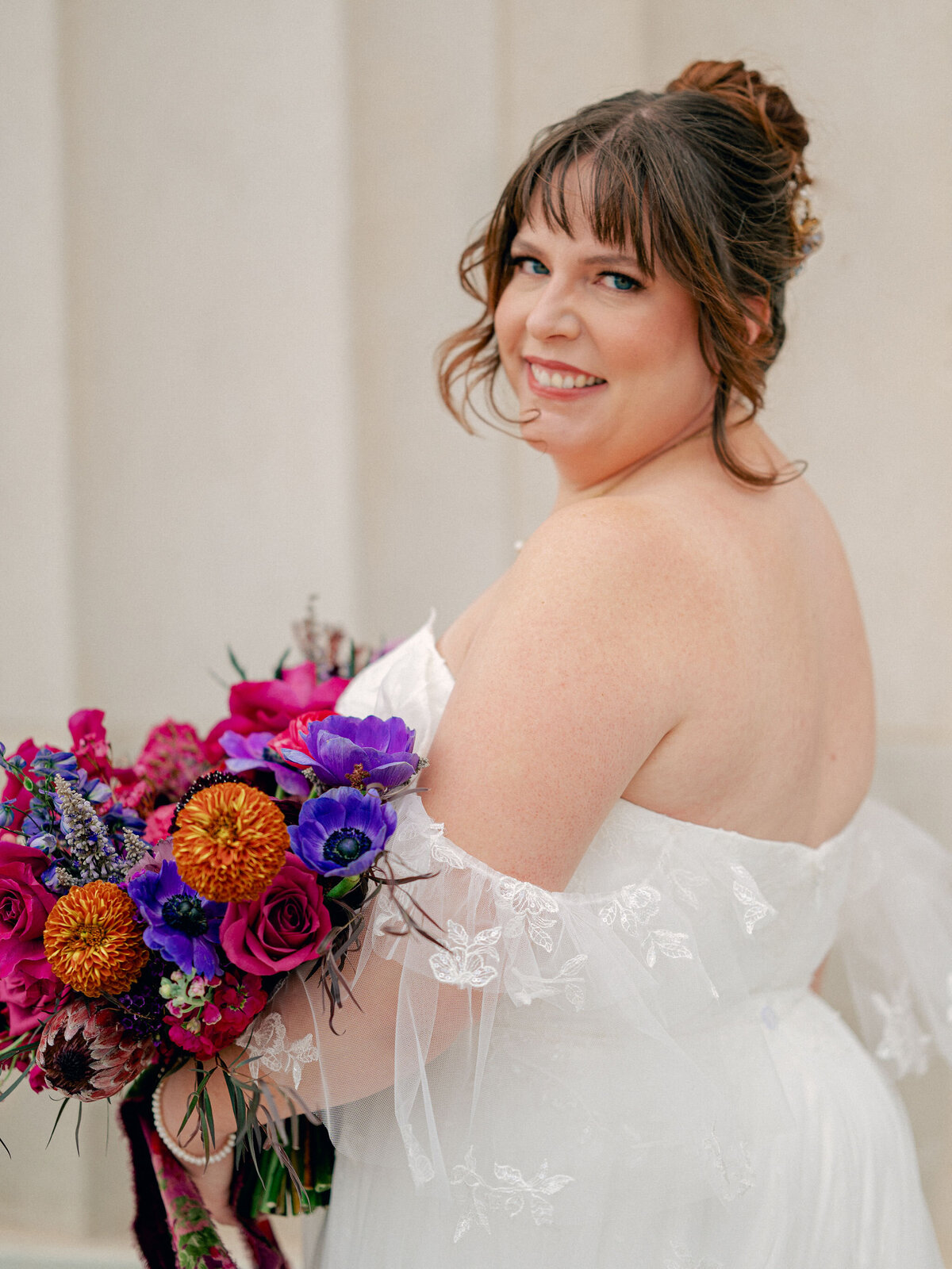 Bride with Jewel Toned Bouquet