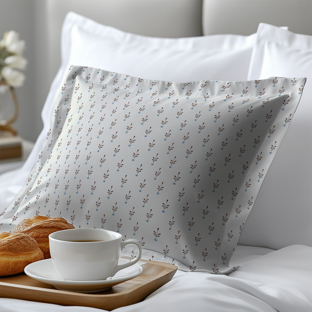 Dreamy cream pillow case French classic floral sprig