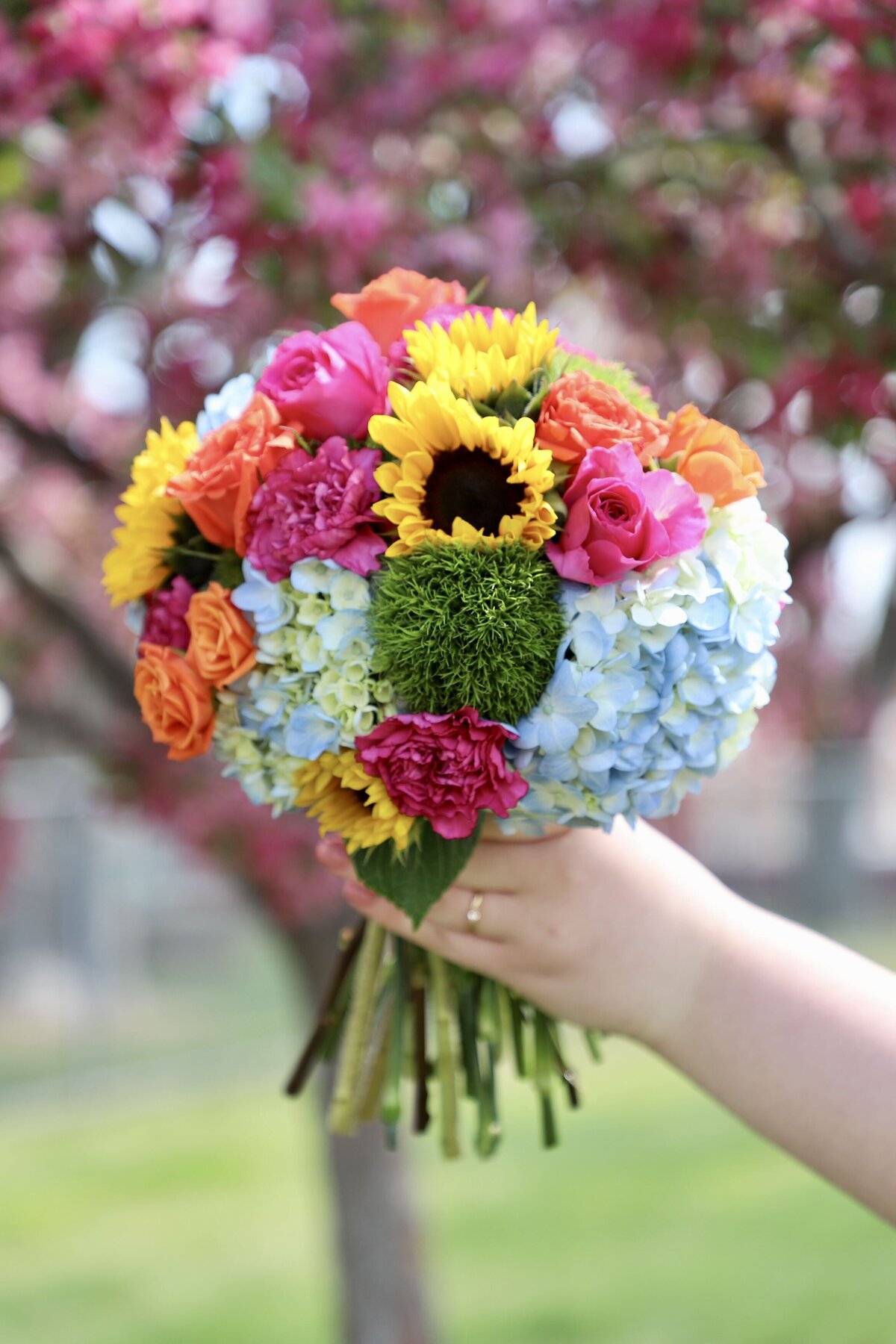 Blue, Orange, Pink, and Sunflowers