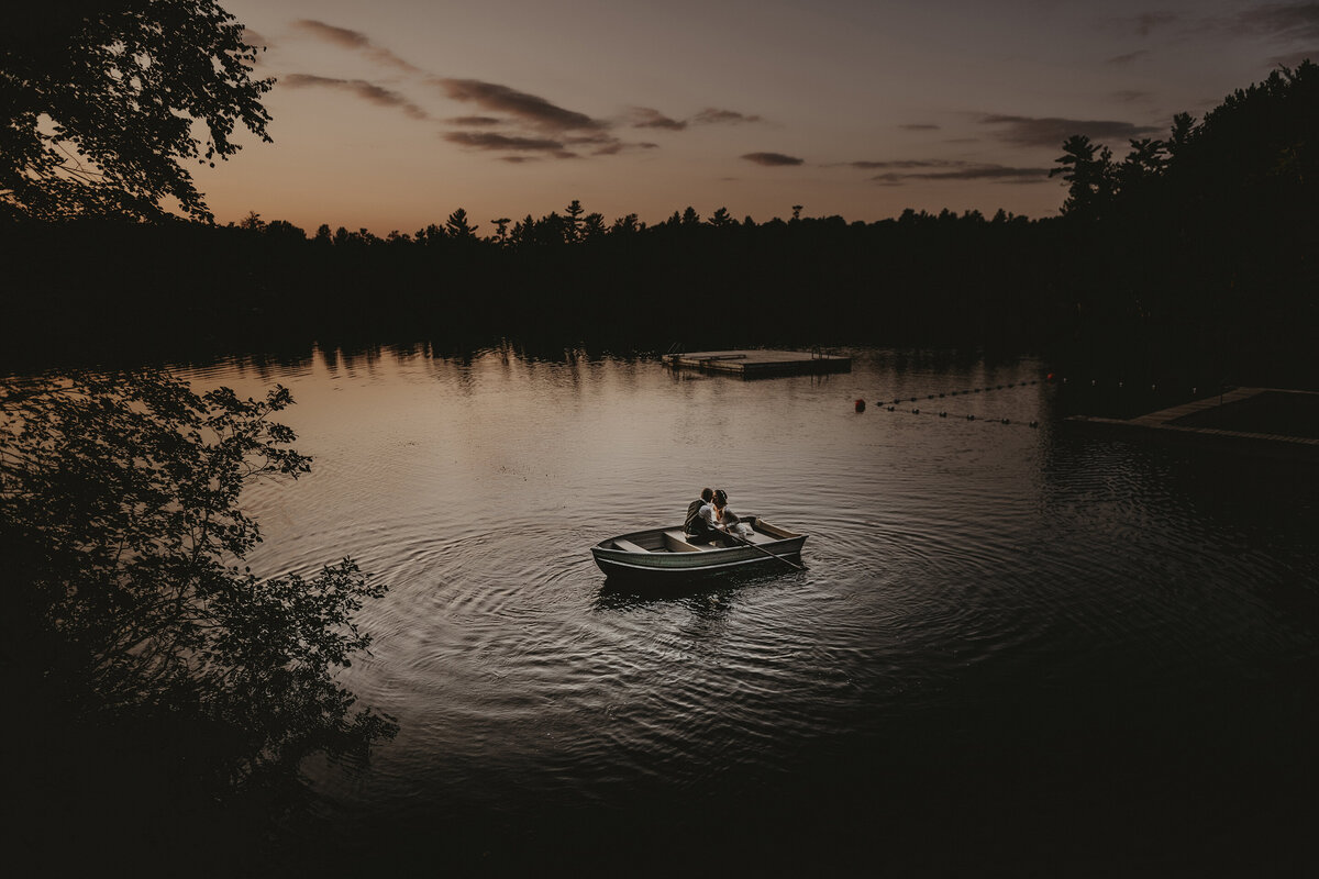 Romantic Sunset Boat Ride Wedding Photo