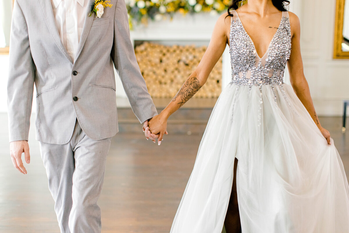The Mason Dallas TX Nimbus Events Modern Couple Gray Dress Suit