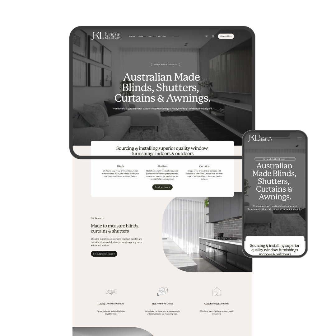 jkl blinds and shutters website by escaping ordinary digial albury wodonga