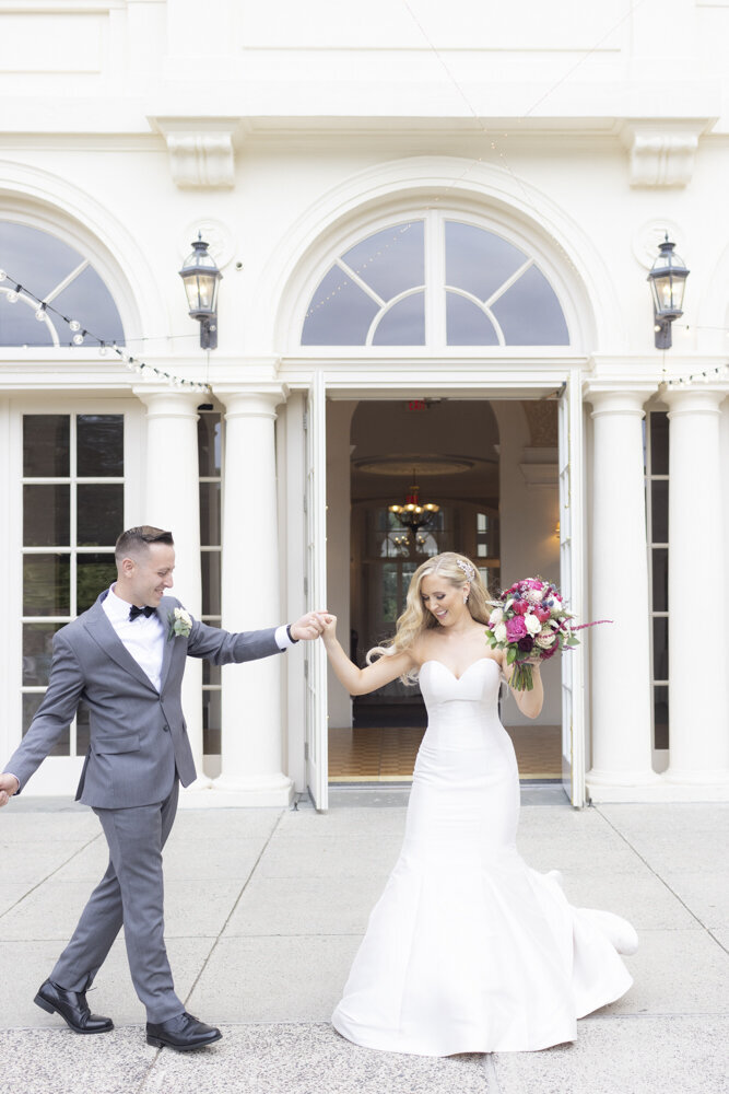 bride and groom dancing during portraits - Wadsworth Mansion wedding photographer Rachel Girouard