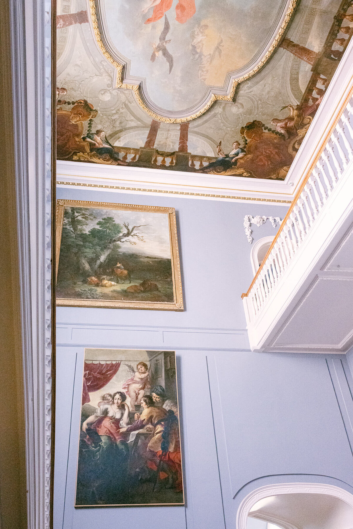 A wedding photo of the wall art at Luttrellstown Castle in Ireland