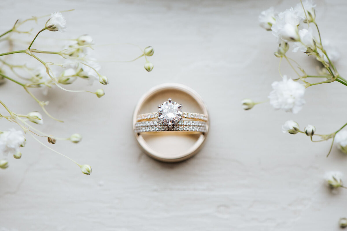 gold wedding and engagement ring mountain top inn elopement
