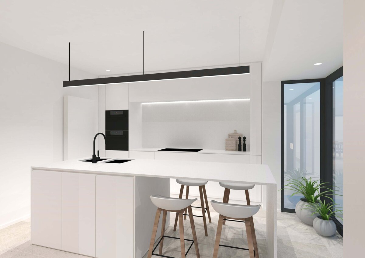 interieurontwerp witte moderne keuken