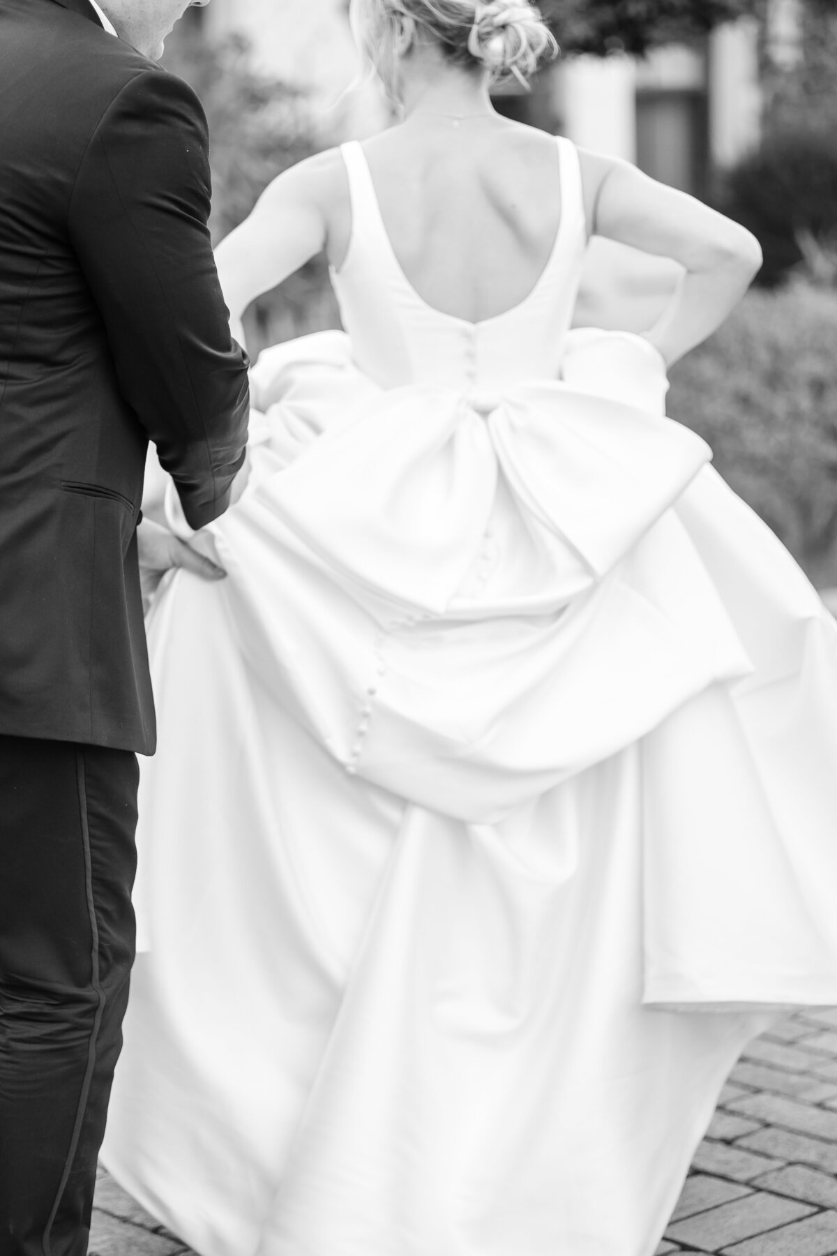 Groom walking with his bride down the aisle at saint mary church
