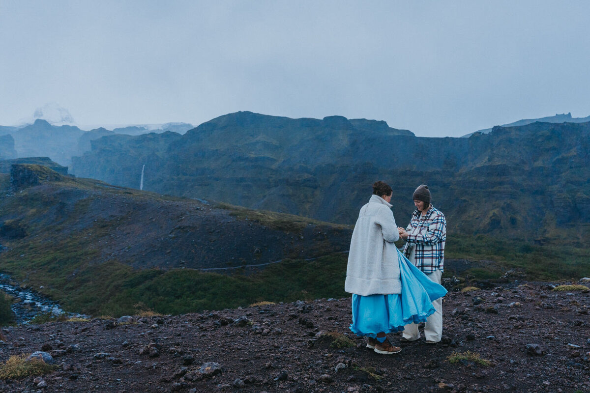 Women exchange vows during their LGBTQ Iceland elopement 