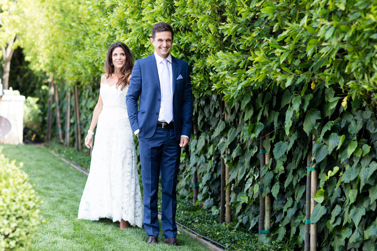 First-Look with the Bride and Groom at a Private Residence Atherton House Wedding