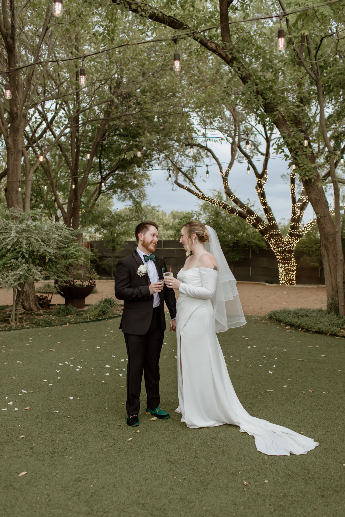 Fort Worth Wedding Photographer Megan Christine Studio captures a black tie garden wedding at Artspace111. 