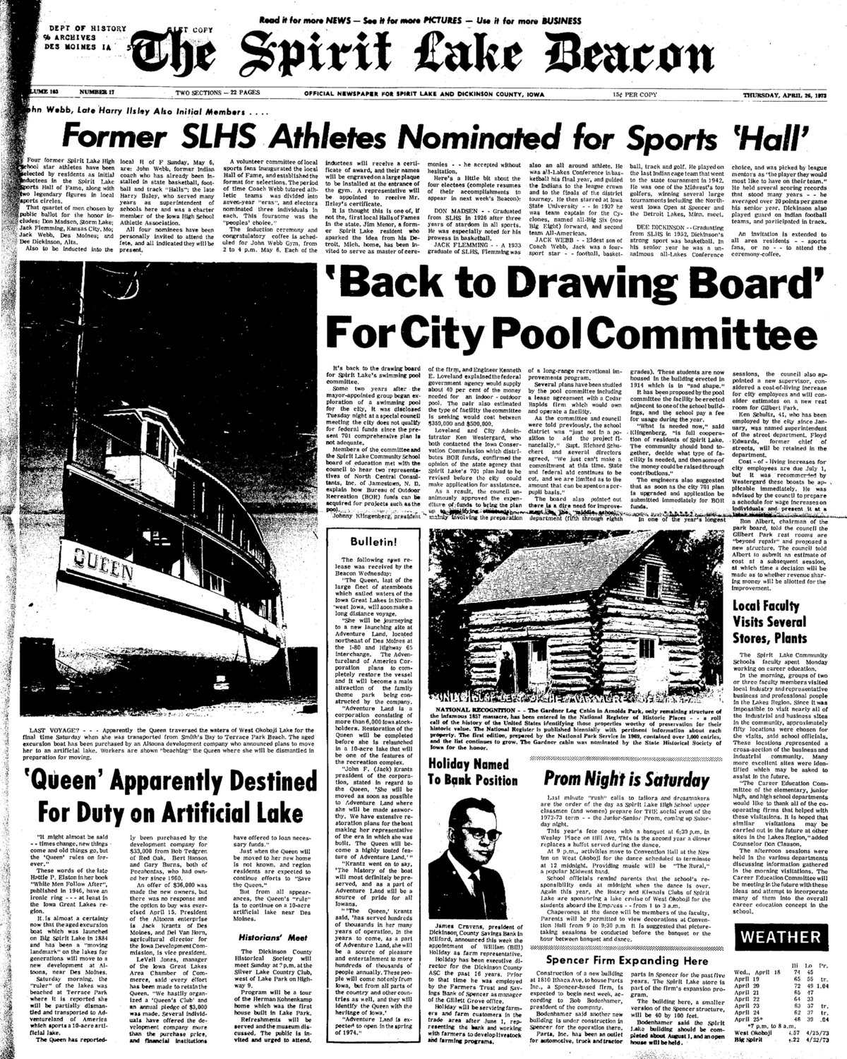 Spirit Lake Beacon 1973-04-26