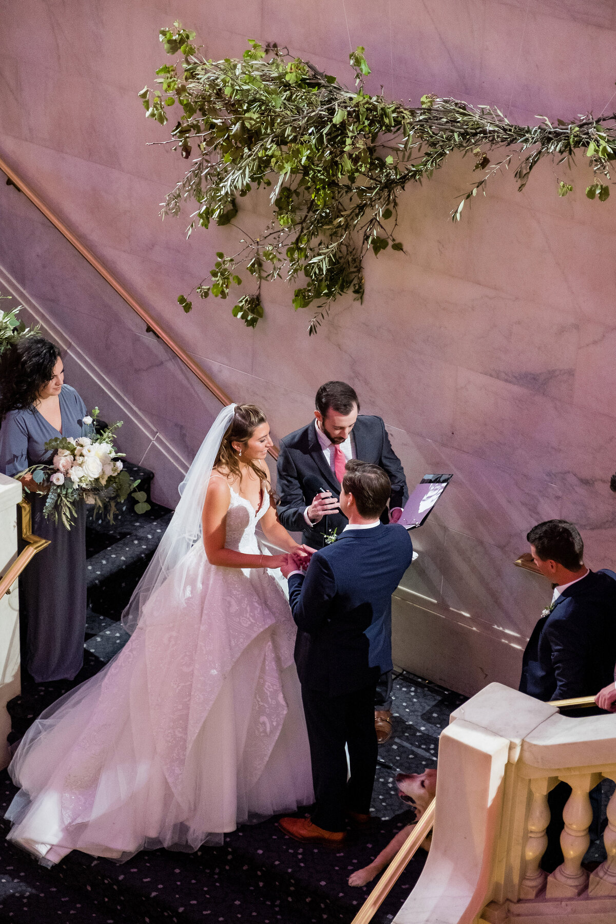 wedding ceremony on the staircase of renaissance pittsburgh