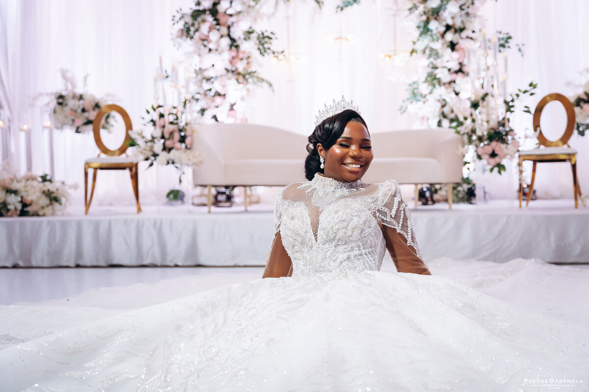 Abigail and Abije Oruka Events Papouse photographer Wedding event planners Toronto planner African Nigerian Eyitayo Dada Dara Ayoola outdoor ceremony floral princess ballgown rolls royce groom suit potraits  paradise banquet hall vaughn 206