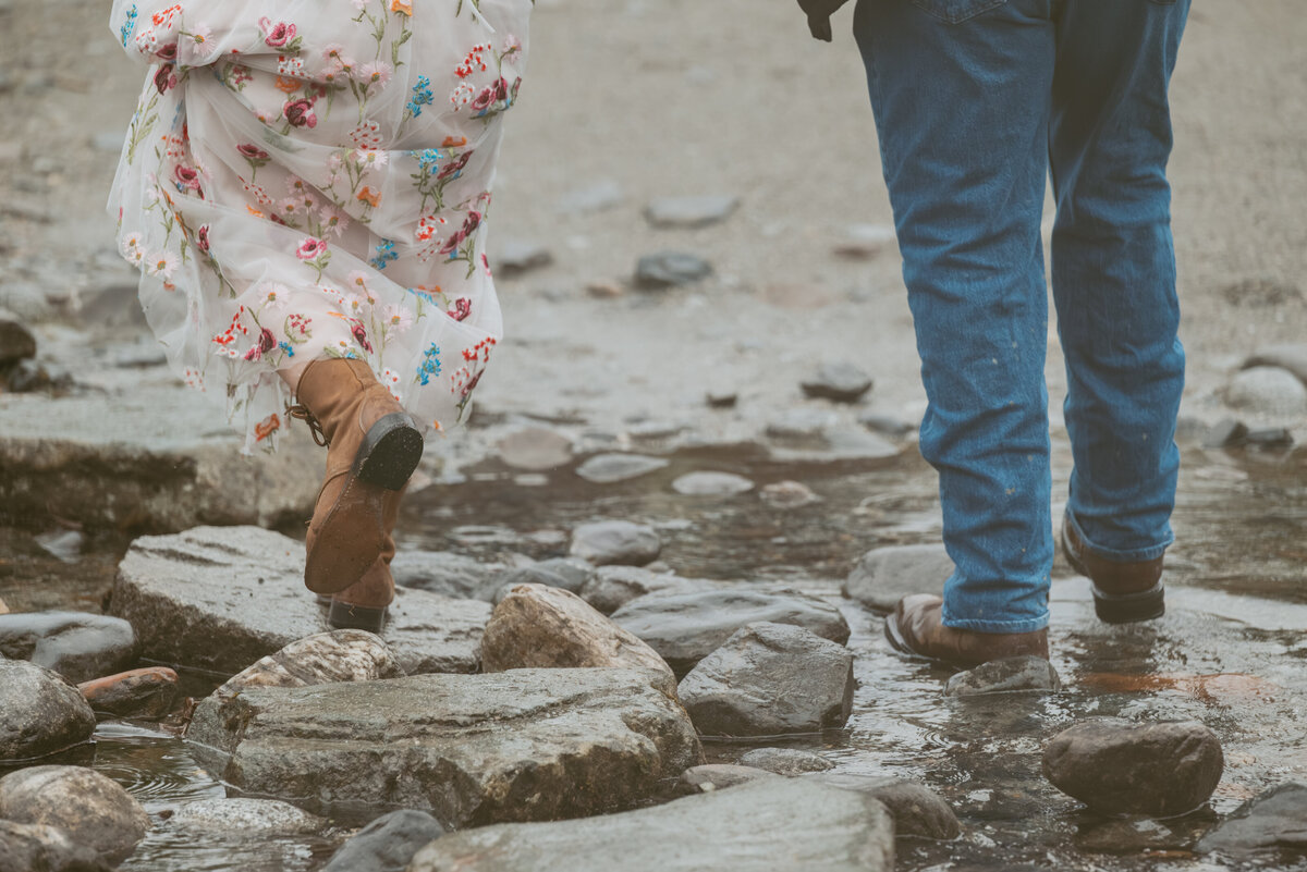 boot and shoes walk over the water