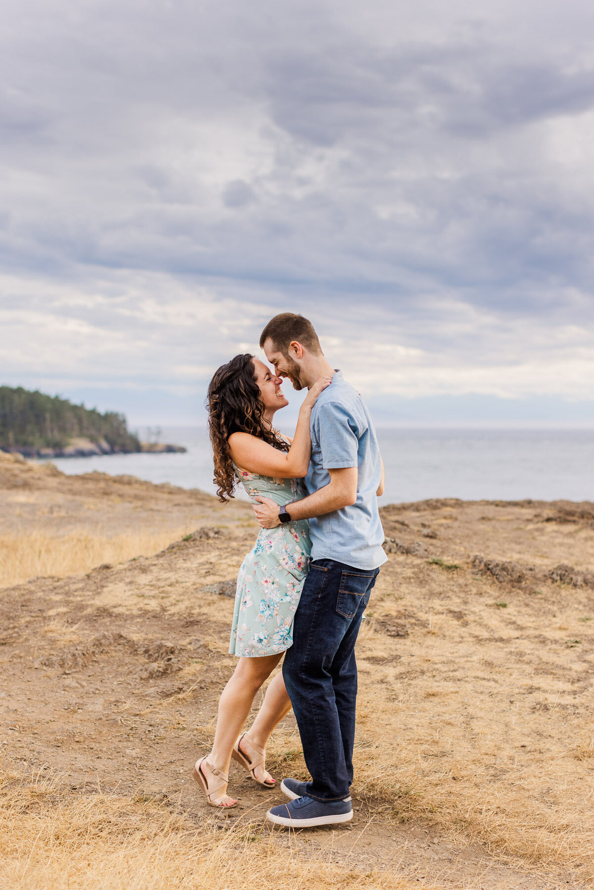 PNW Puget Sound engagement photos at Rosario Beach Deception Pass near Seattle colorful romantic photo by Joanna Monger Photography