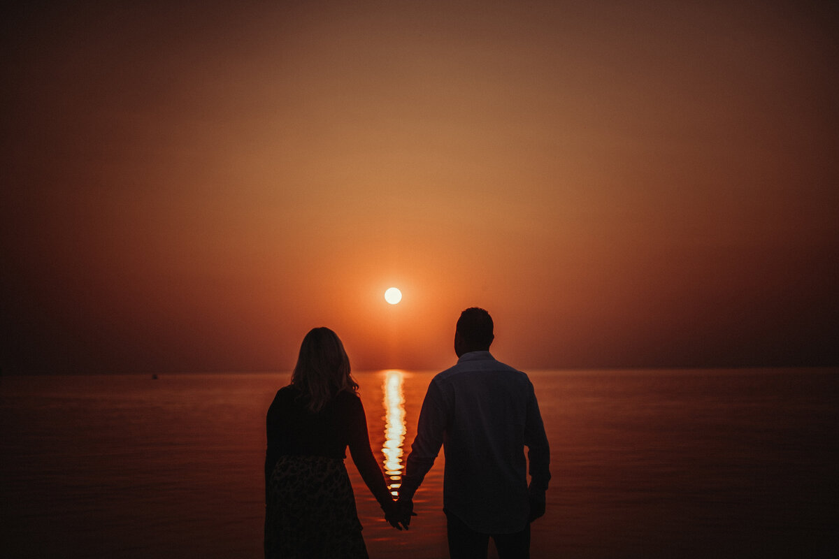 Intimate Sunset wedding photo  by Lake Michigan