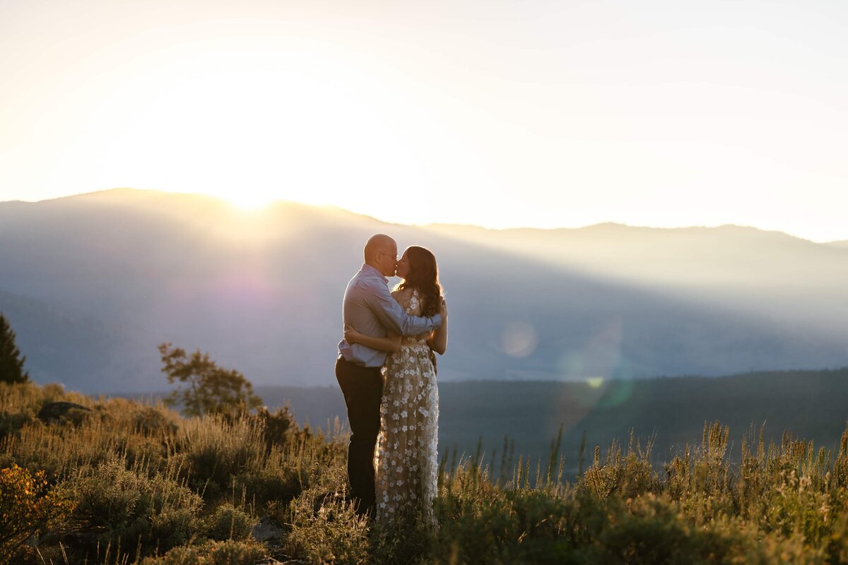 A couple celebrating their wedding on Marshall Ridge in Stanley, Idaho