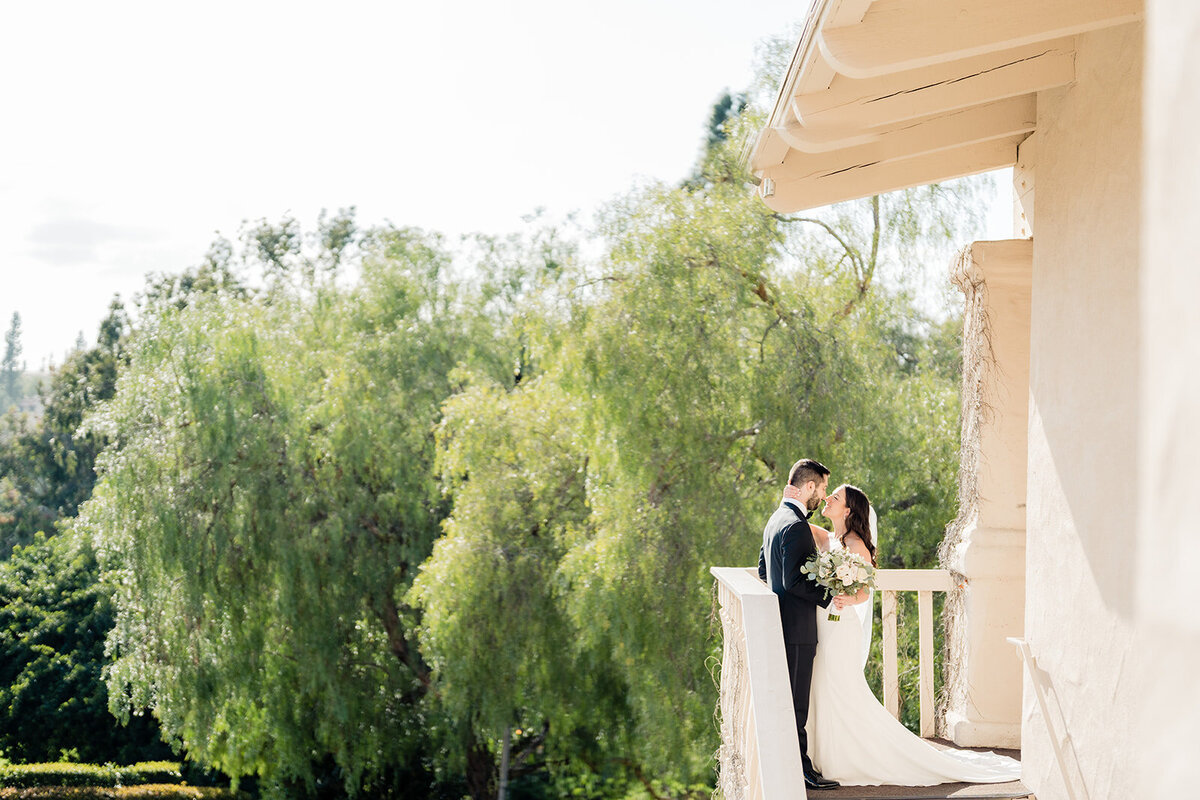 Bride and Groom portrait walking down hill at The Crossings in Carlsbad