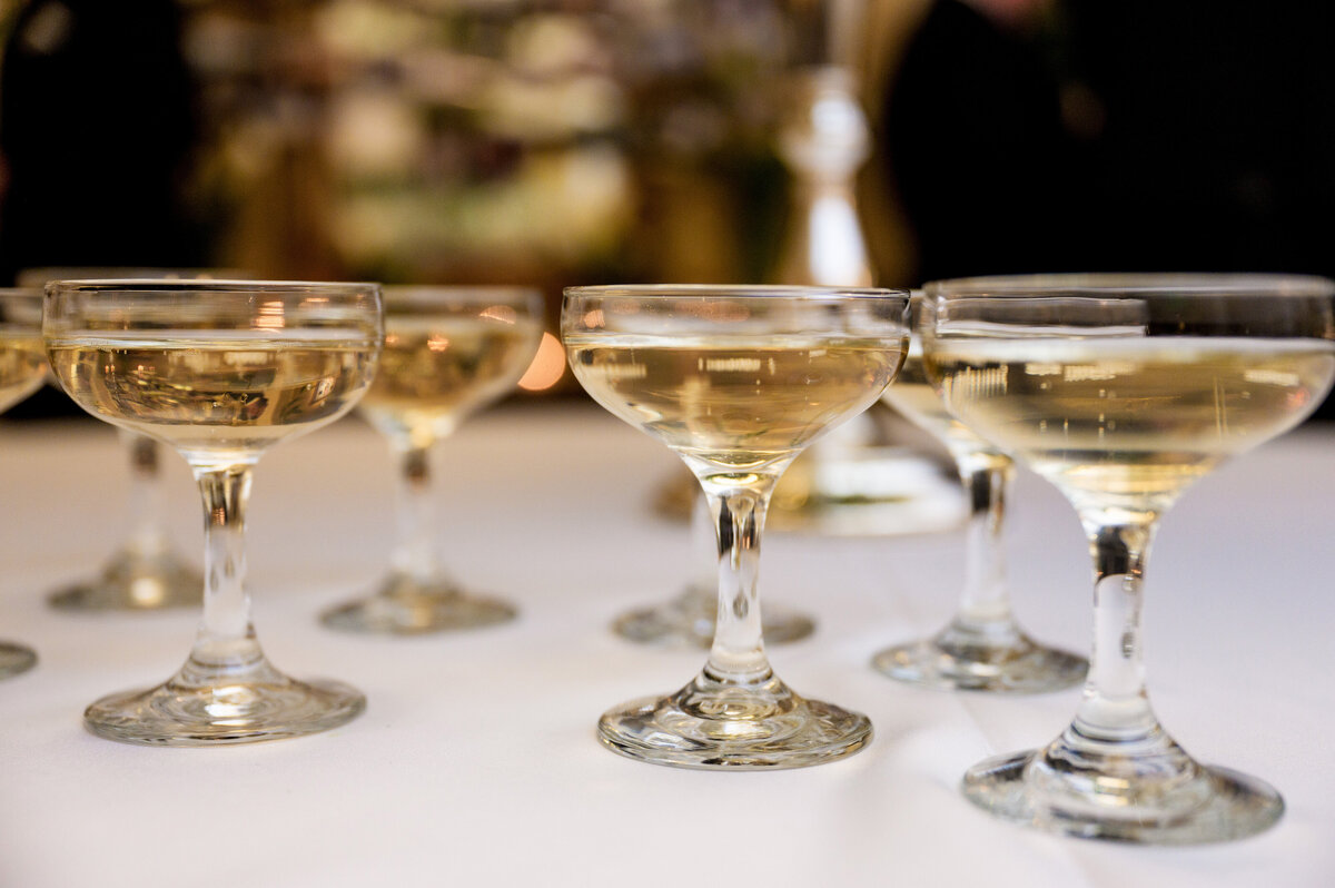 champagne glasses setup at kahkwa club in erie