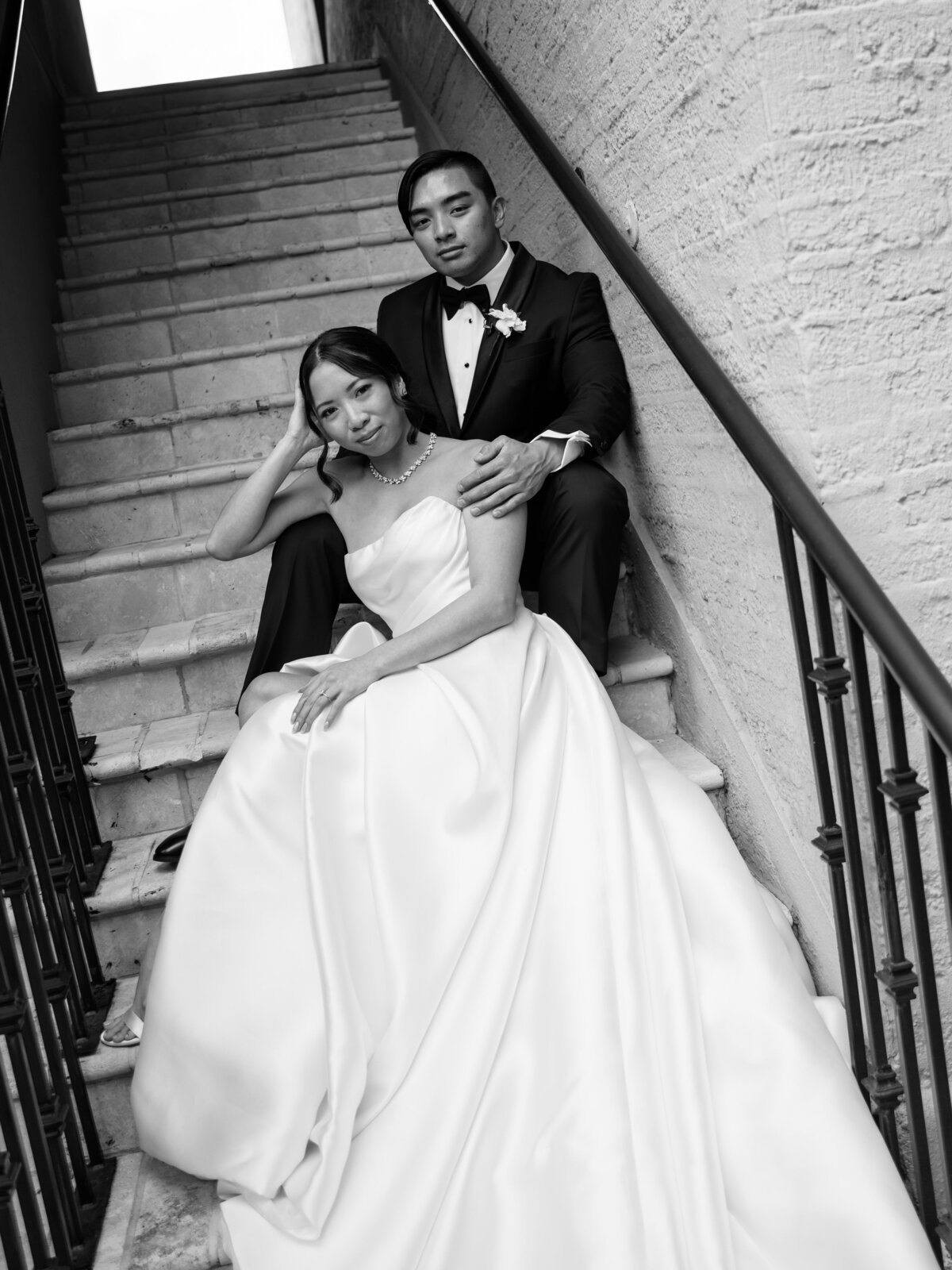 A photo of the couple during their couple portrait at the Hotel Zaza wedding in Houston.