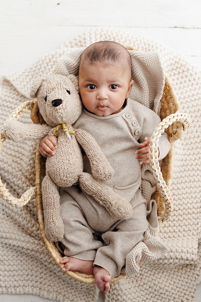 3monthsoldholdsteddybearinbasket