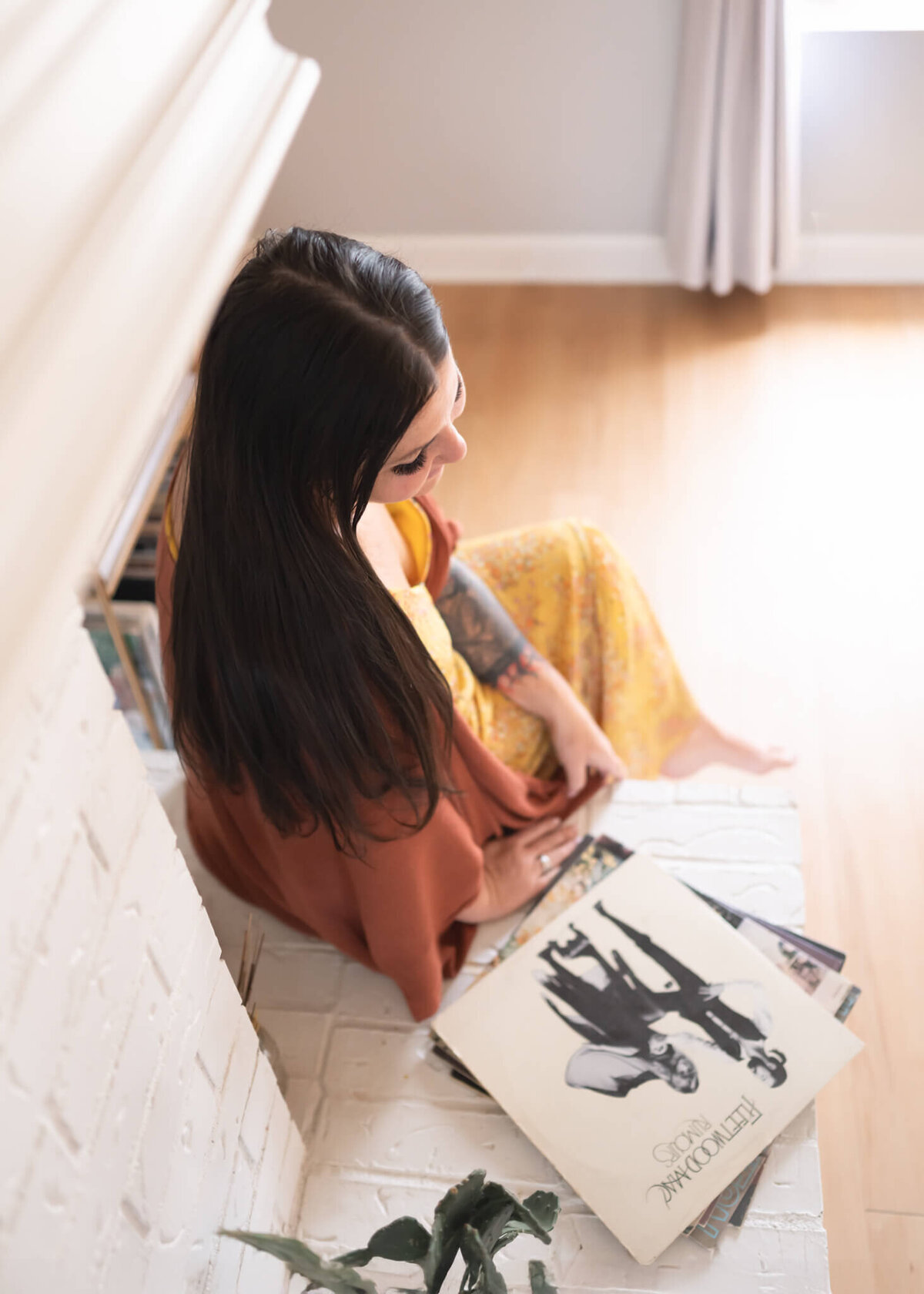 business owner view from above with her favorite record