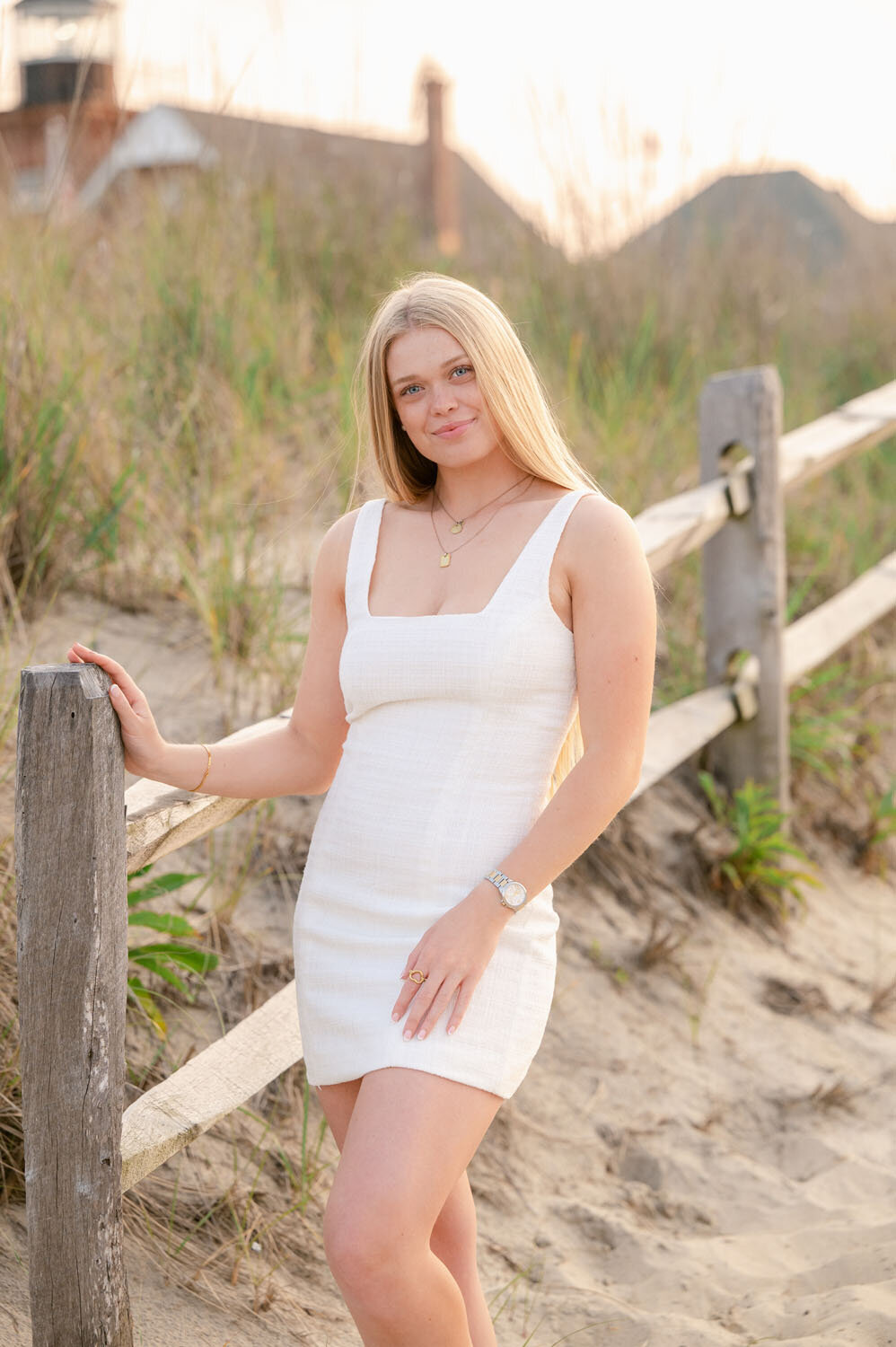 NJ senior photoshoot fun friends shoot cap and gown spring lak sea girt beach shoot white dresses-375