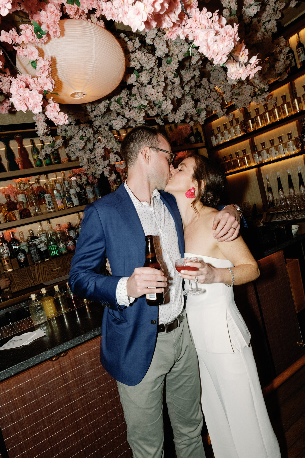 cherry blossom kiss at washington dc wedding at mercy me bar