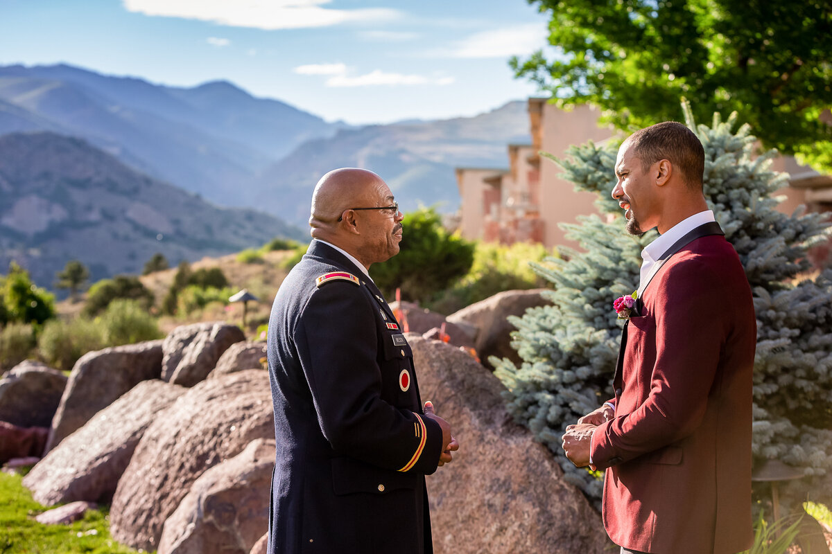 Groom and Officiant Hanging out at the Garden of the Gods