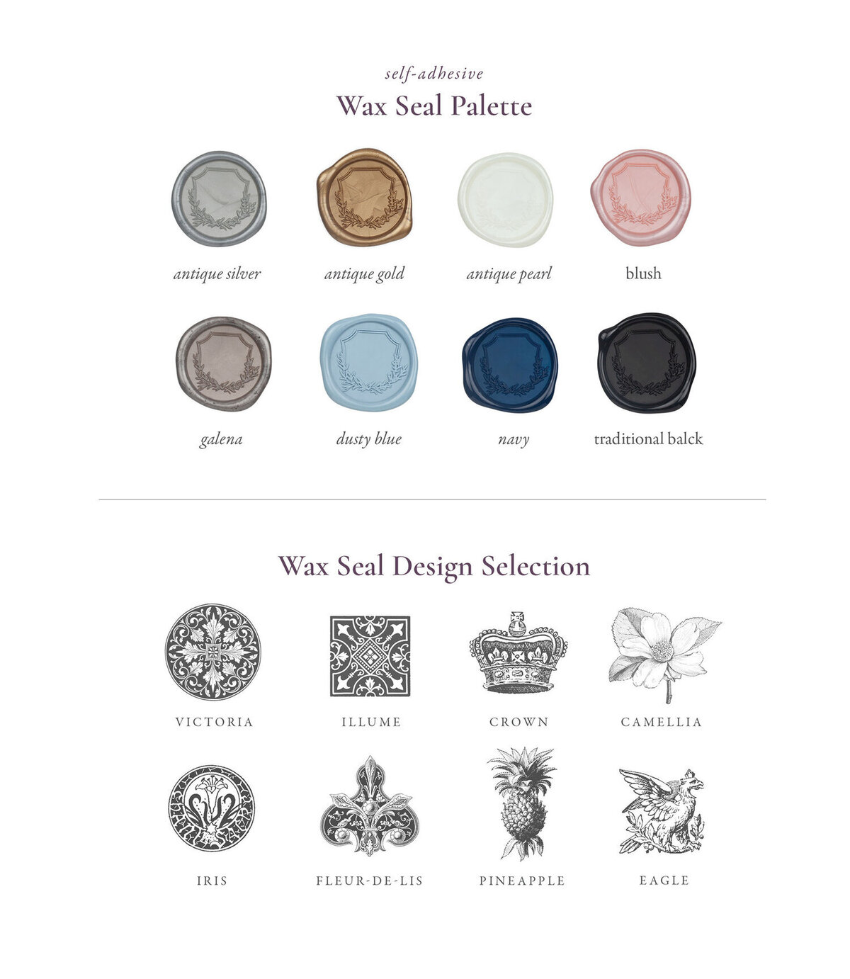 examples of wax seal color palette