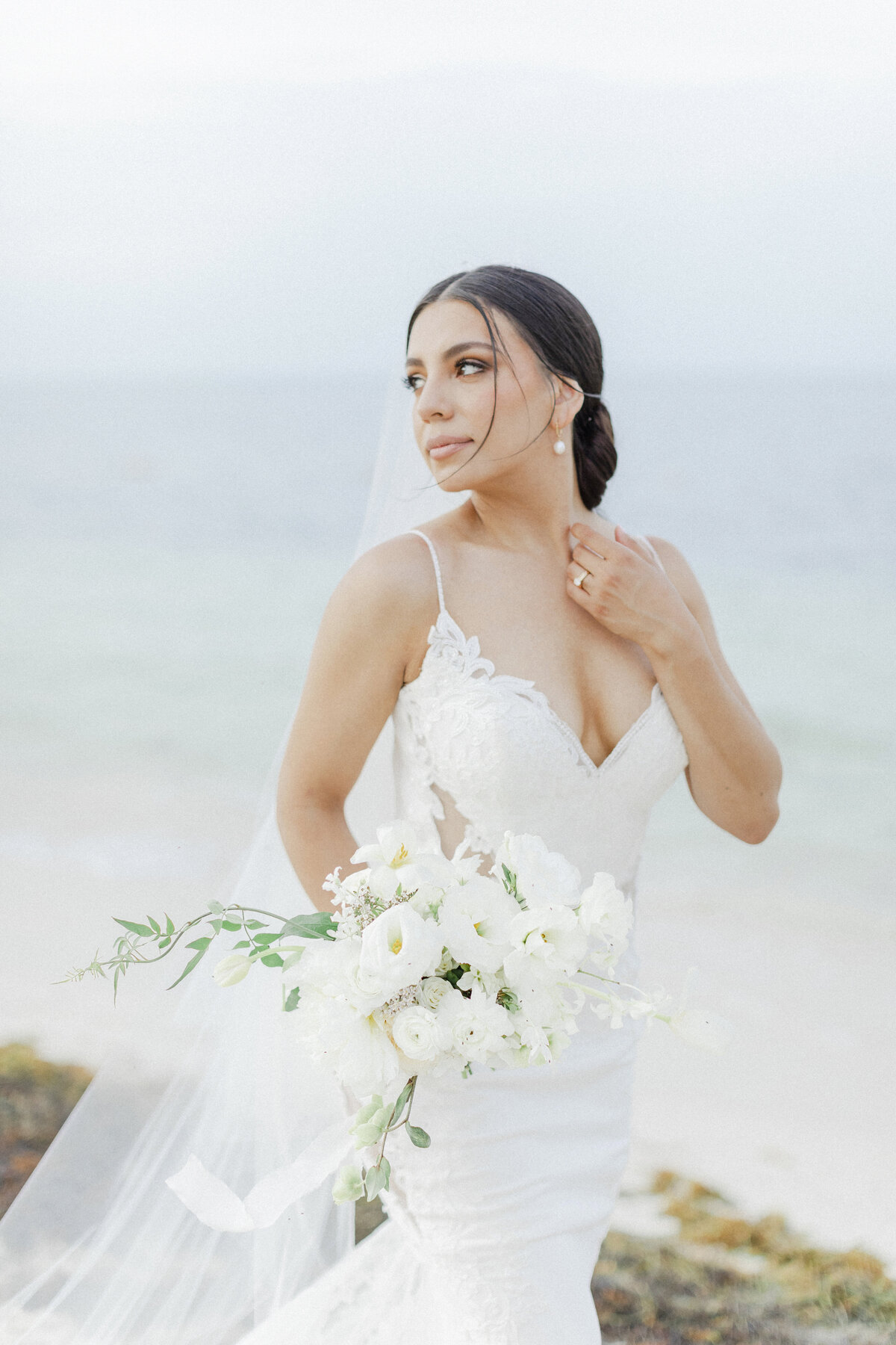 bride at destination beach wedding