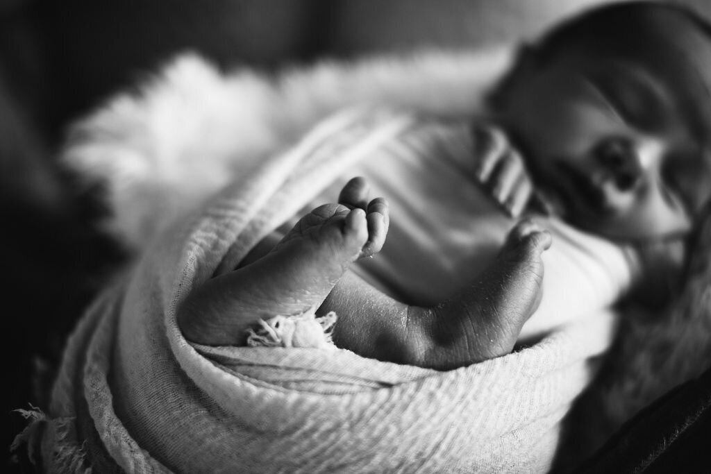 Newborn photography in black and white