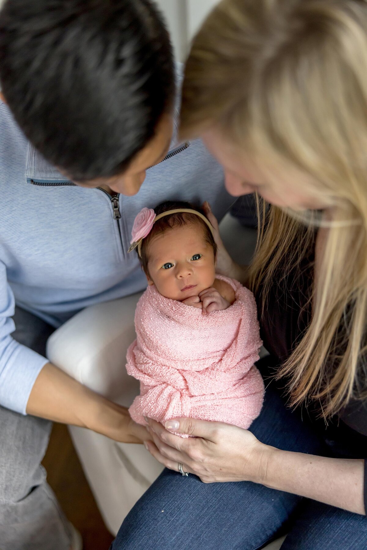 boston area lifestyle newborn session with parents and baby