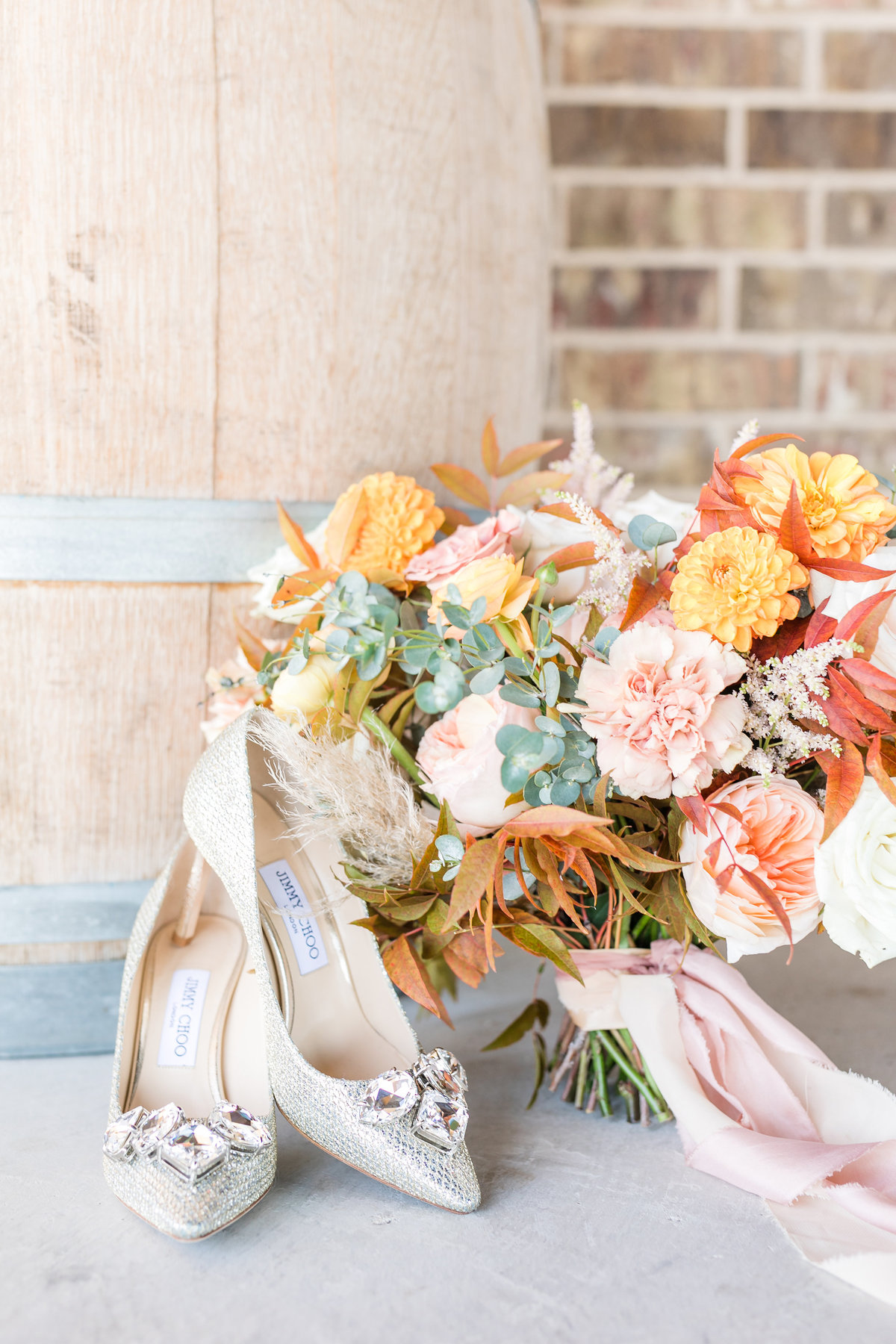 Shoes and Bouquet Dove Ridge Vineyard