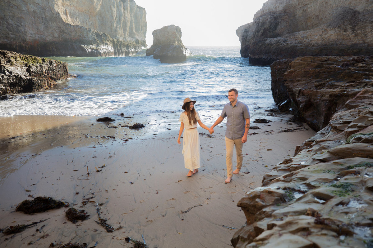 Davenport, California photoshoot of couple on beach, boho style portraits