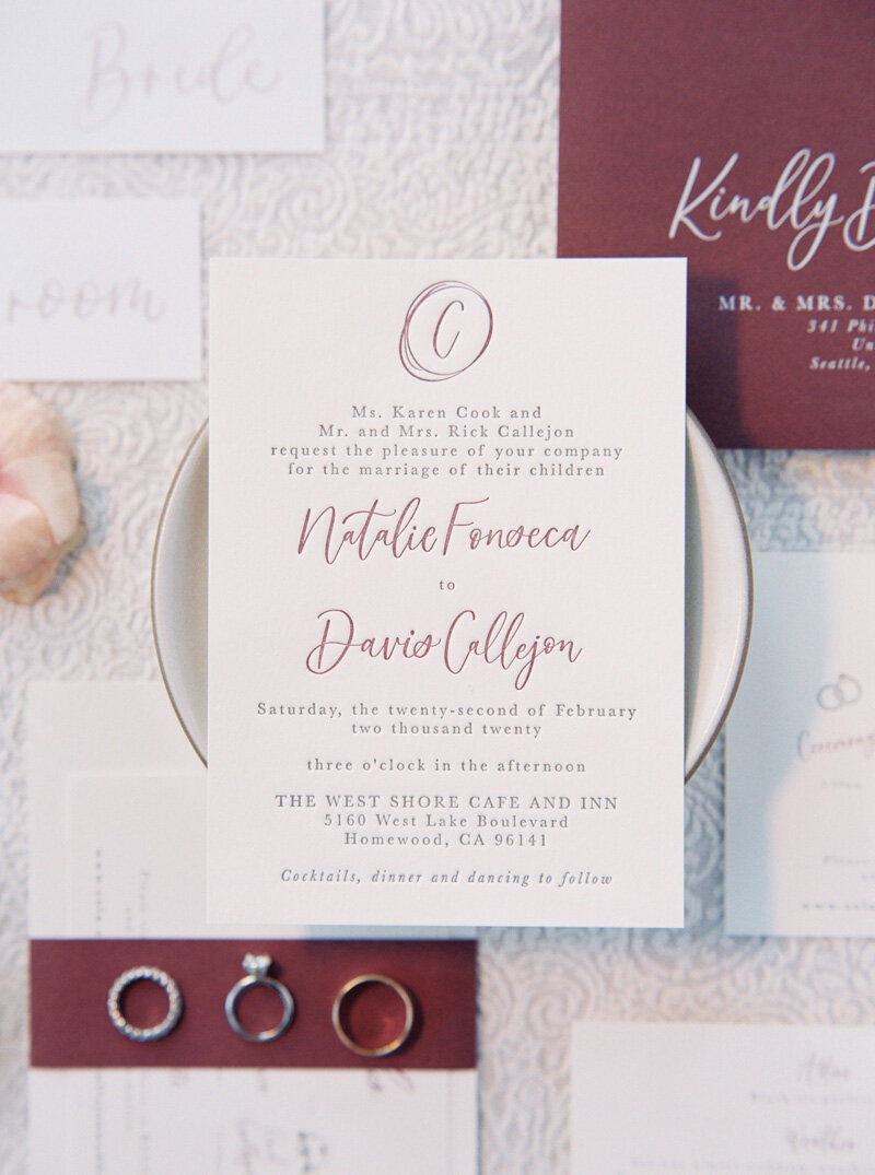 pirouettepaper.com _ Wedding Stationery, Signage and Invitations _ Pirouette Paper Company _ The West Shore Cafe and Inn Wedding in Homewood, CA _ Lake Tahoe Winter Wedding _ Jordan Galindo Photography  (13)