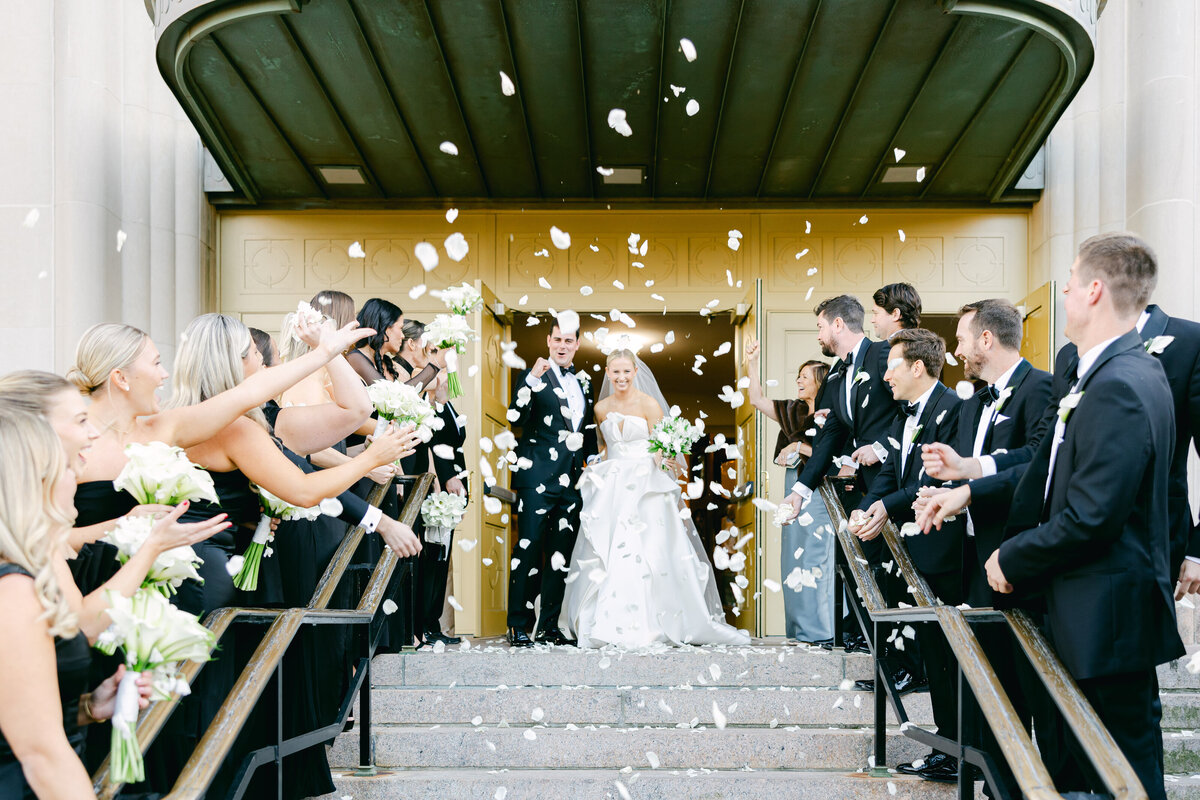 St Patrick Church Huntington Wedding Photos, Church near Oheka Castle, Stunning Church Exit by New York Luxury Wedding Photographer