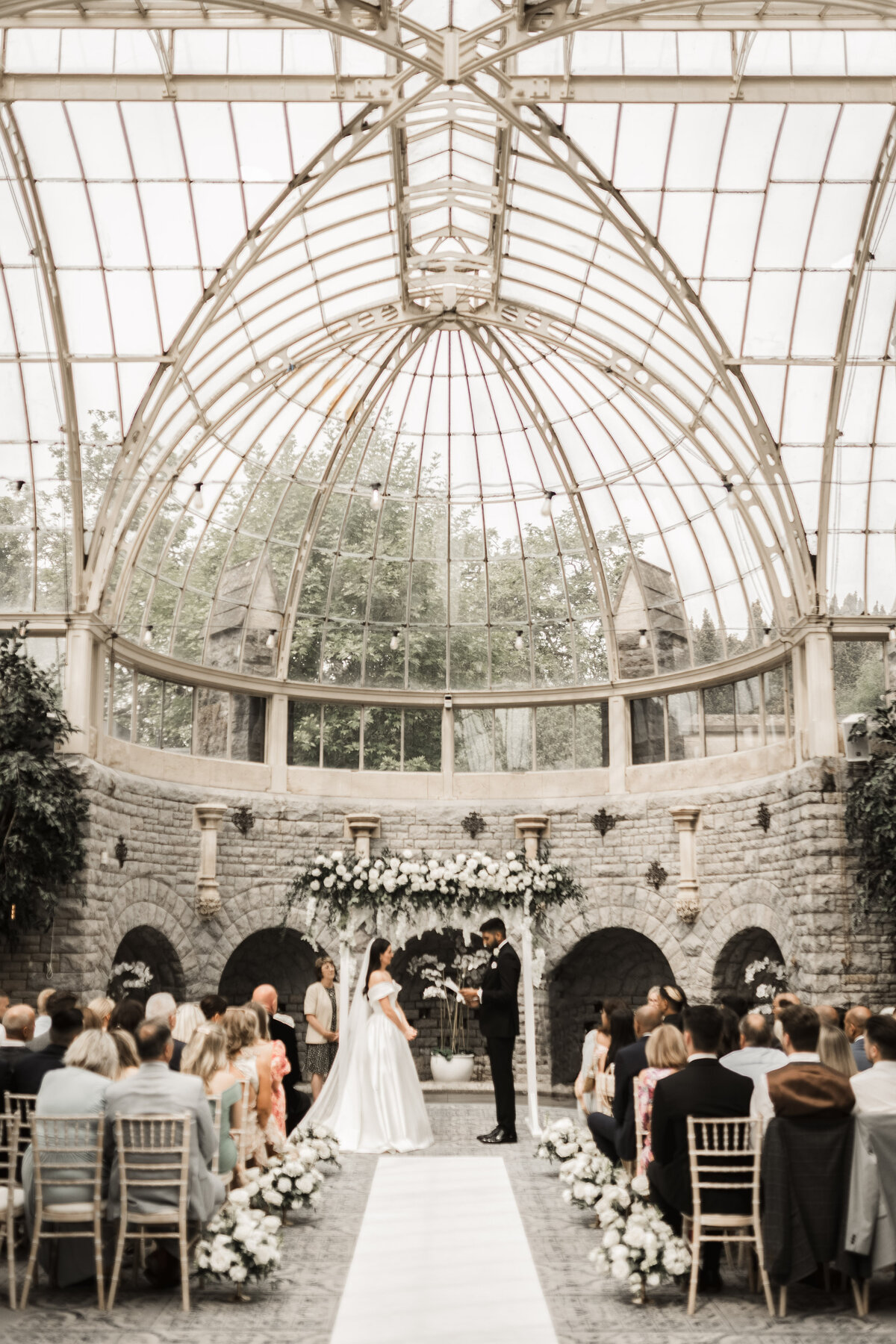 Wedding ceremony in the Orangery at Tortworth Court, Cotswold wedding venue