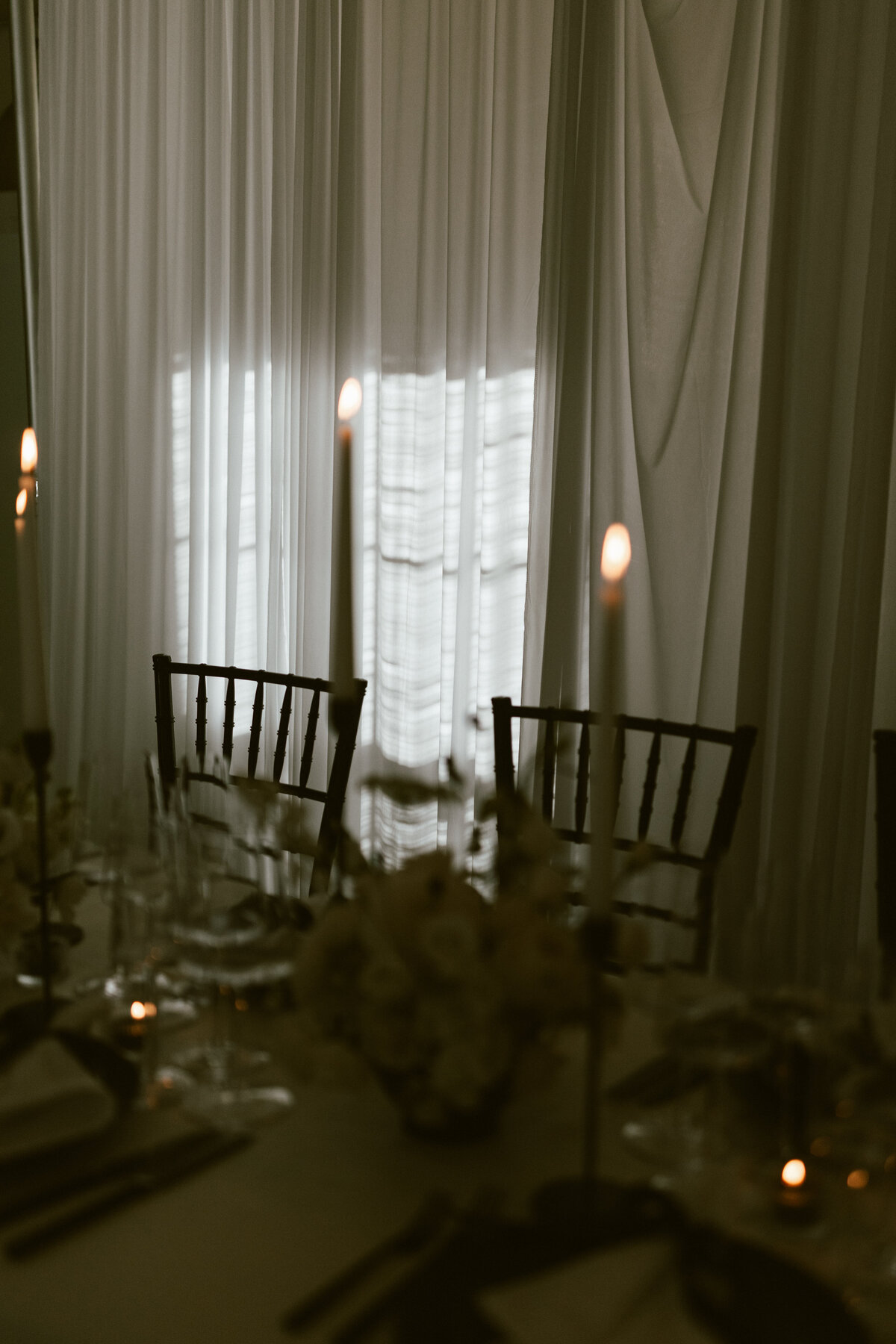 Sibley Events and Design - Romantic dinner with white draping