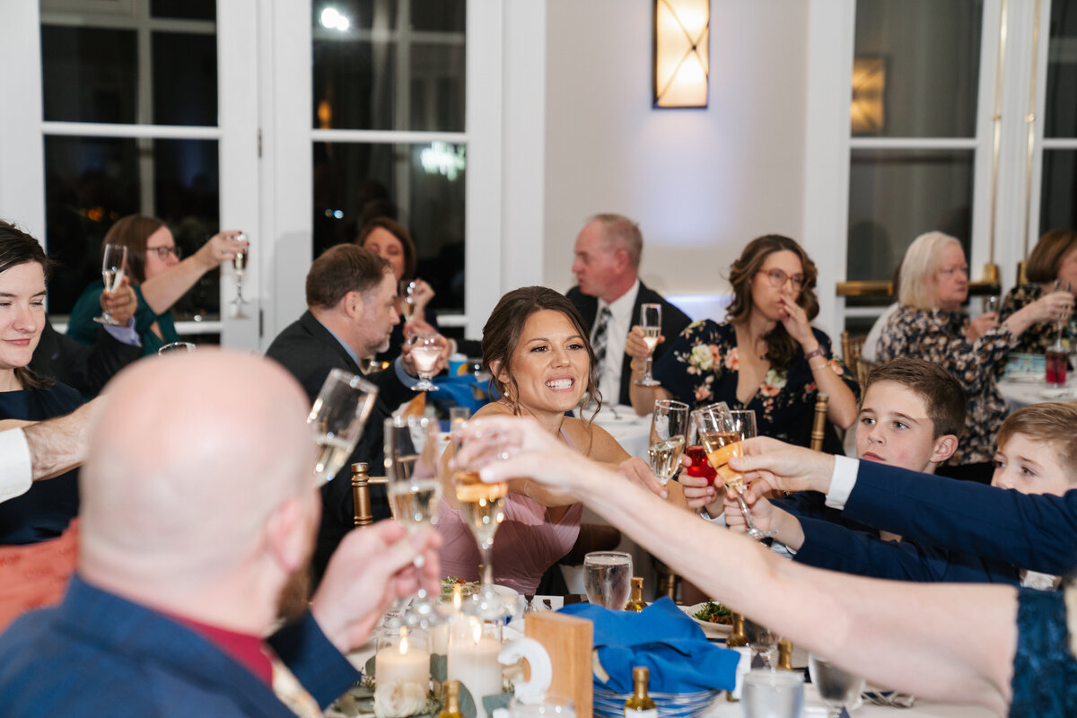 Candid wedding reception moments at Waverly Oaks in Plymouth