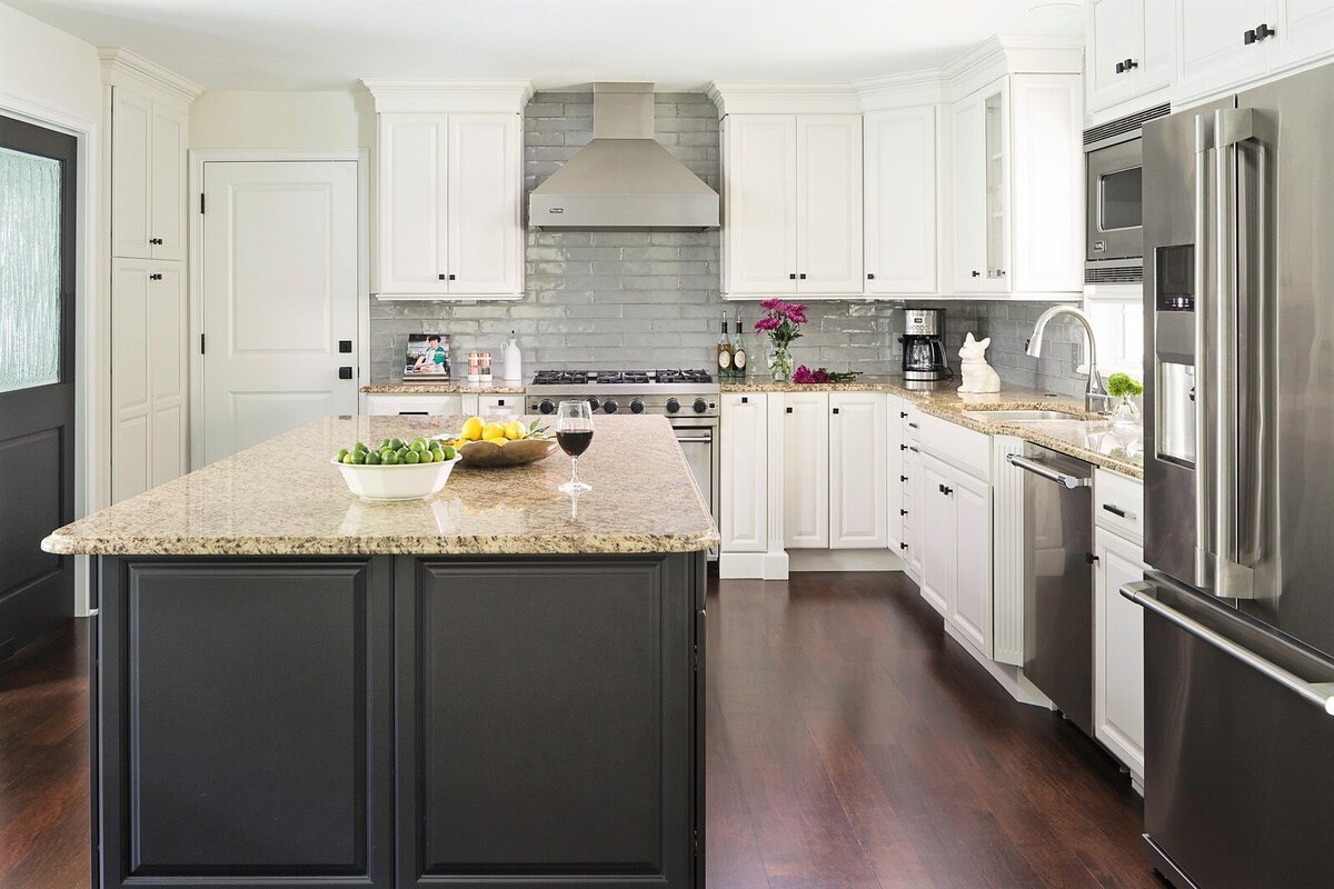 Charcoal Grey and White Kitchen Cabinets Combination