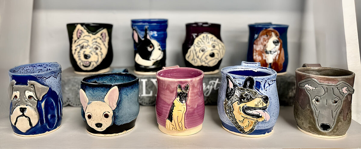 encore art shop pet dog ceramic mugs