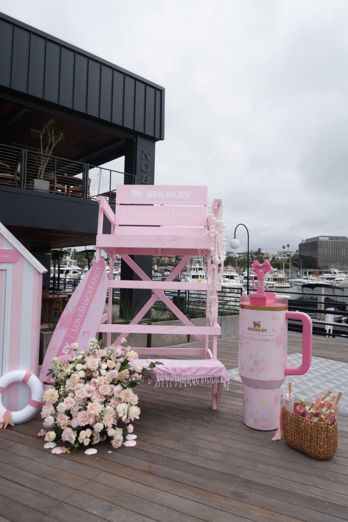 LoveShackFancy waterfront installation by The Works Collective | experiential event design in Newport Beach, California.
