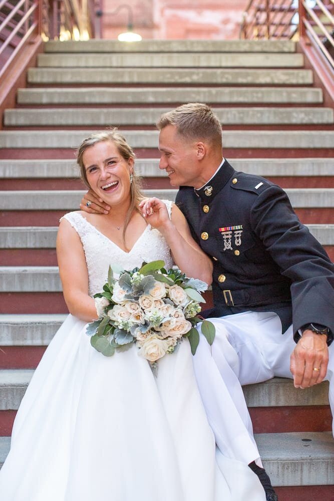 military-wedding-couple-on-stairs