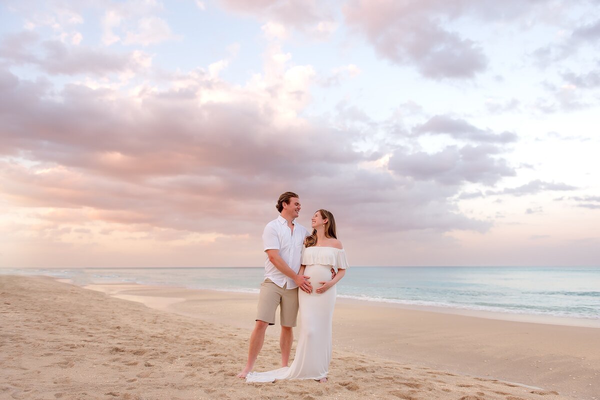 Palm Beach outdoor pregnancy photoshoot in the beautiful sunset at Eau Palm Beach Resort and Spa.